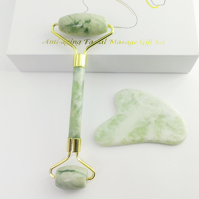 Set de Rodillo Facial y Gua Sha de Jade Blanco Xiu Yu de 110g