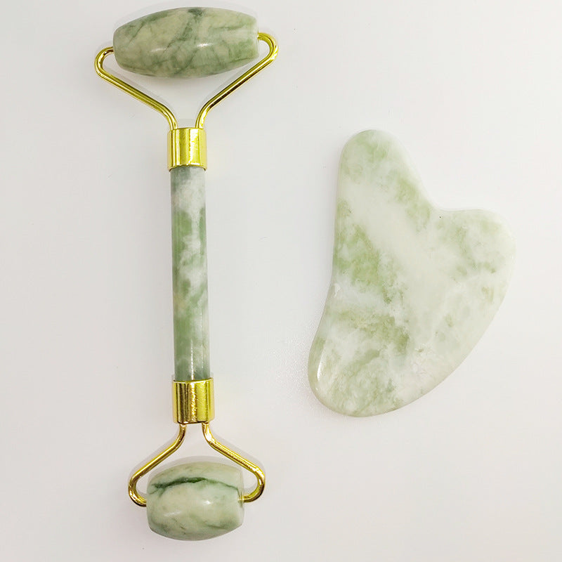 Set de Rodillo Facial y Gua Sha de Jade Blanco Xiu Yu de 110g