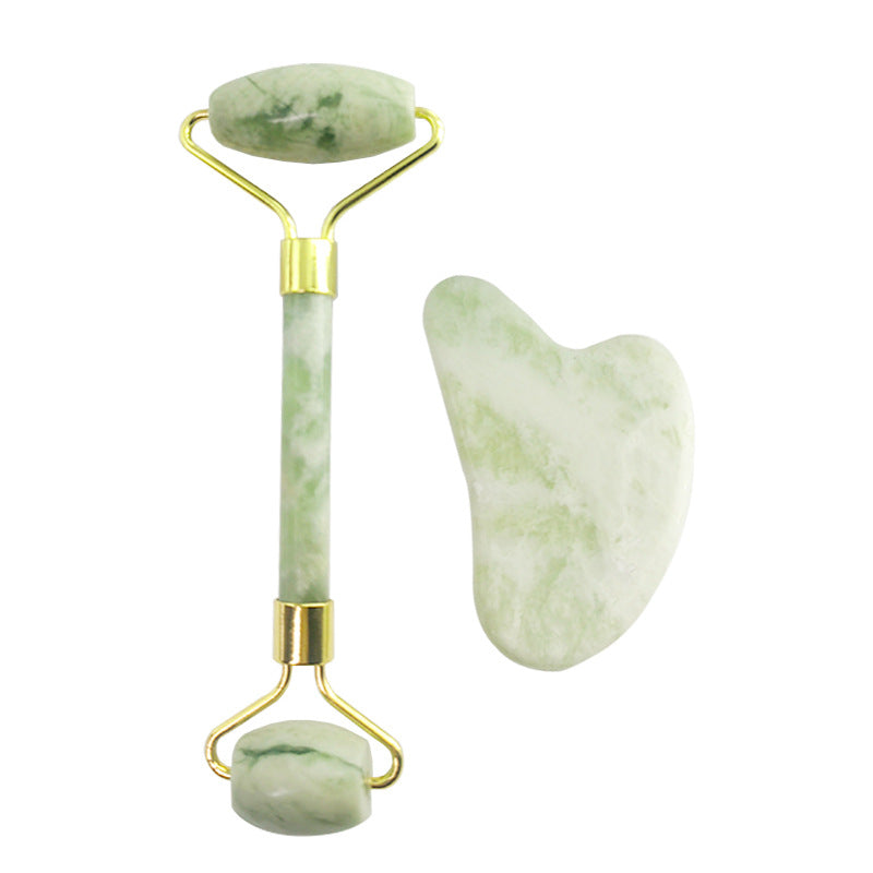 Set de Rodillo Facial y Gua Sha de Jade Blanco Xiu Yu de 110g
